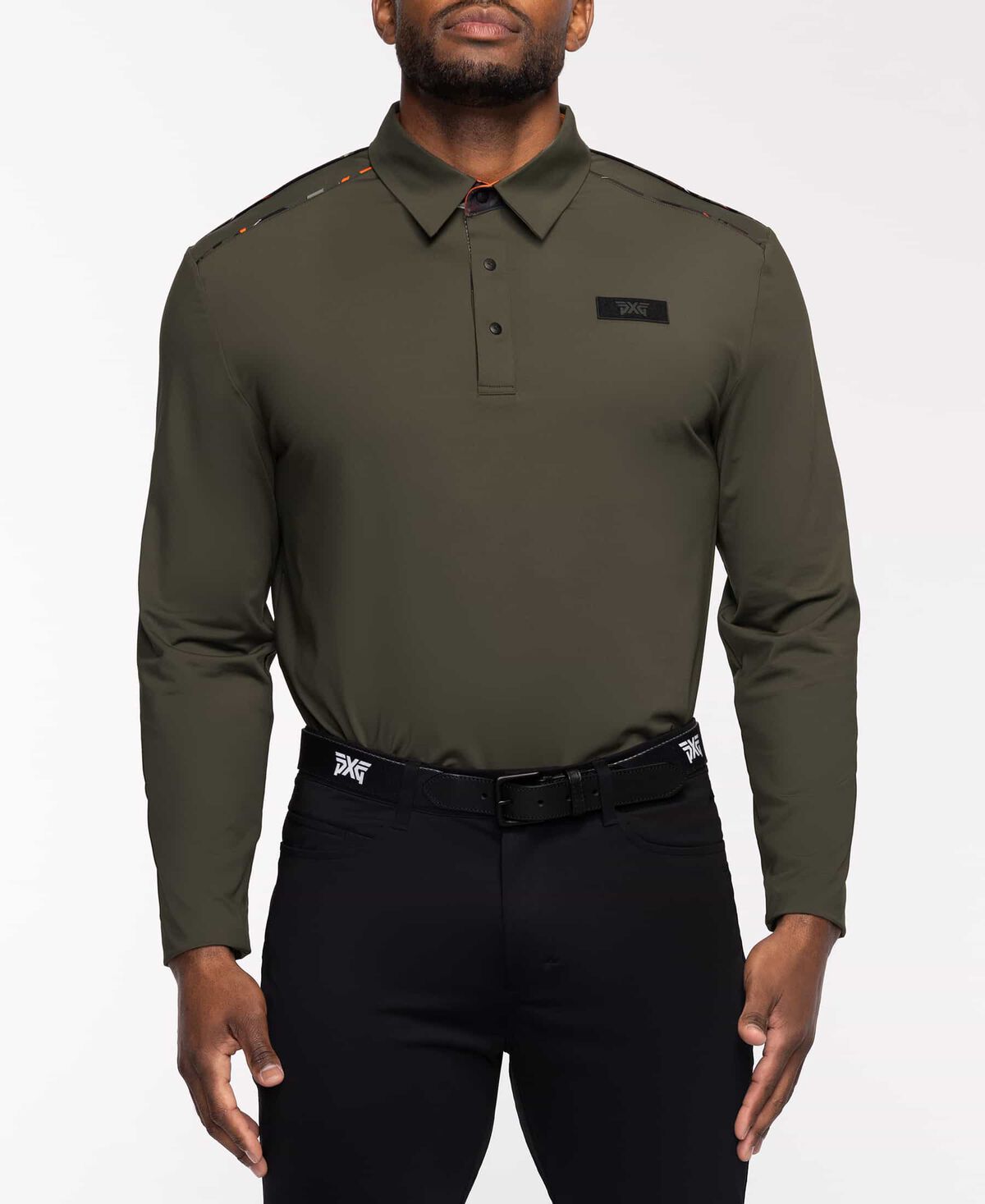 Long Sleeve Fairway Camo Shoulder Stripe Polo 